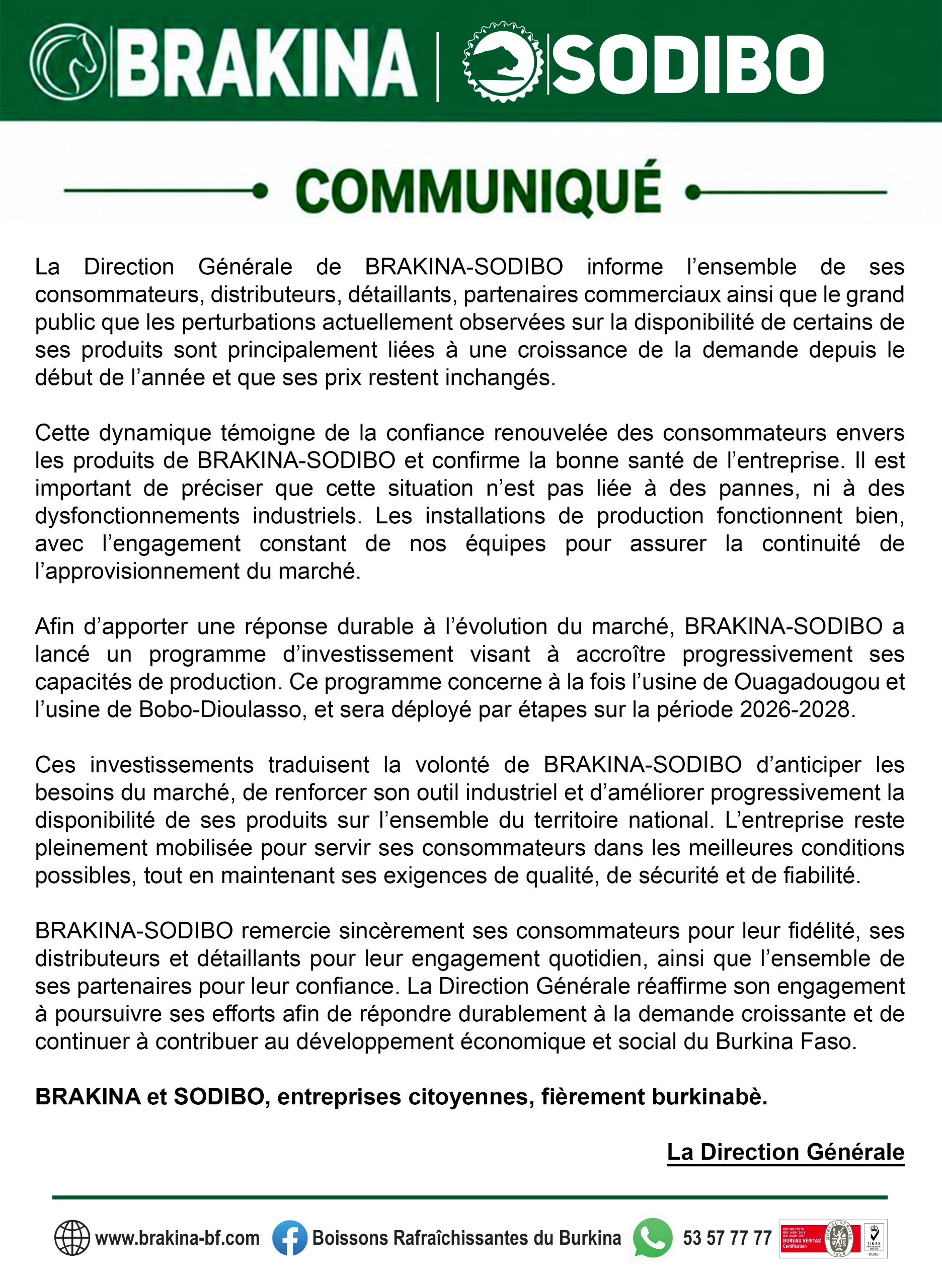 COMMUNIQUE